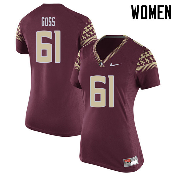 Women #61 Jalen Goss Florida State Seminoles College Football Jerseys Sale-Garent